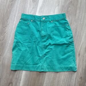 Y2K Ralph Lauren Vintage Green Denim Mini Skirt